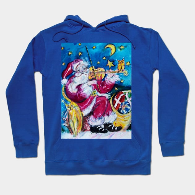 INSPIRED SANTA VIOLIN PLAYER WITH OWL Christmas Night Hoodie by BulganLumini